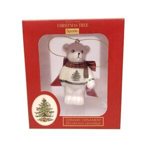 Spode Christmas Tree Ceramic Bear Ornament Christmas Sweater Gift New